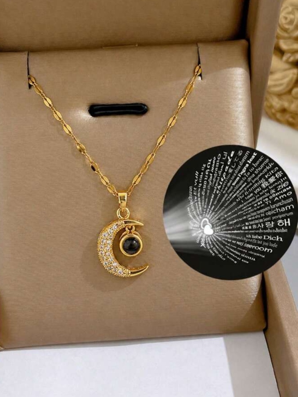 I Love You ❤️ Crescent Moon Pendant Necklace